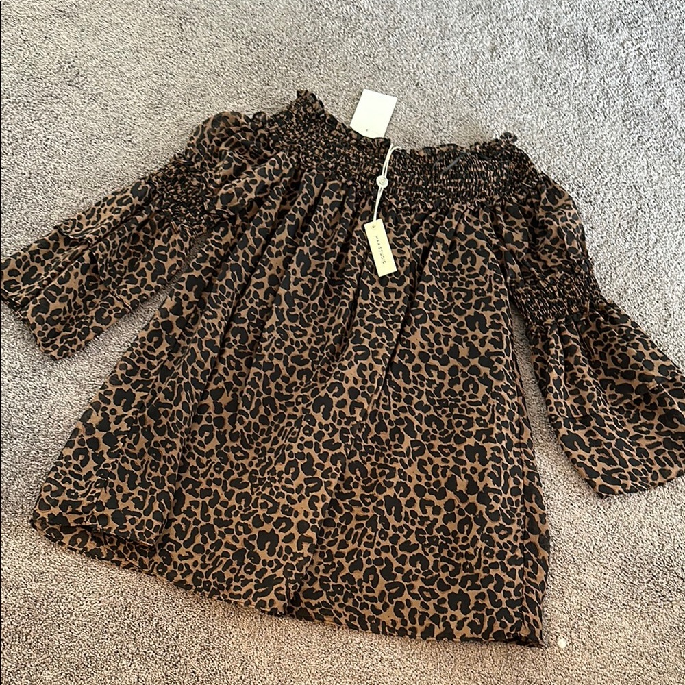 Leopard Print Off-Shoulder Dress